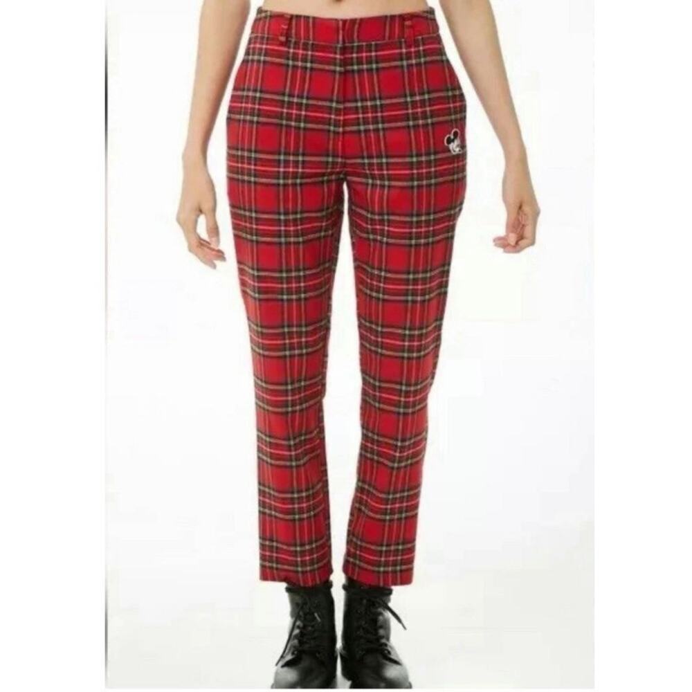 Disney × Forever 21 Red Plaid Pants Size: L